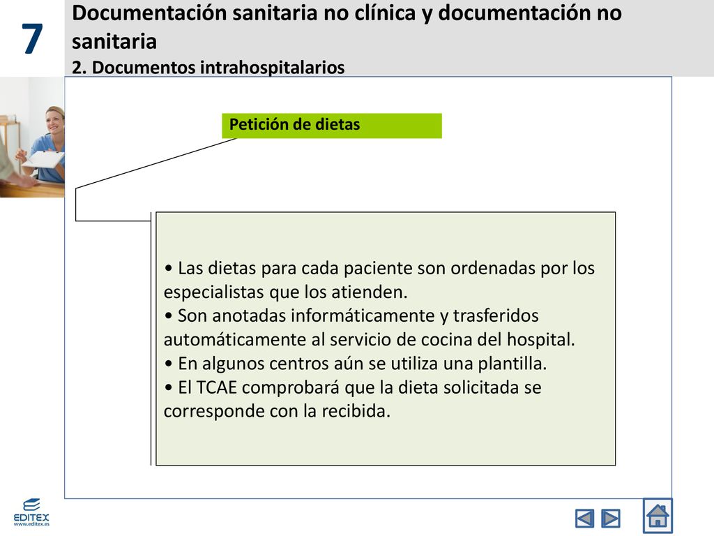 7 Documentación sanitaria no clínica y documentación no sanitaria 2. Documentos intrahospitalarios.