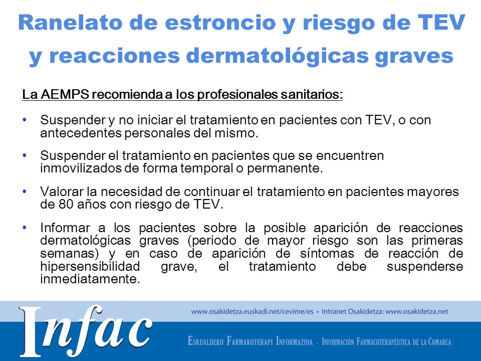 Ranelato de estroncio y riesgo de TEV y reacciones dermatológicas graves