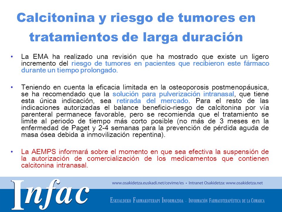 Calcitonina y riesgo de tumores en tratamientos de larga duración
