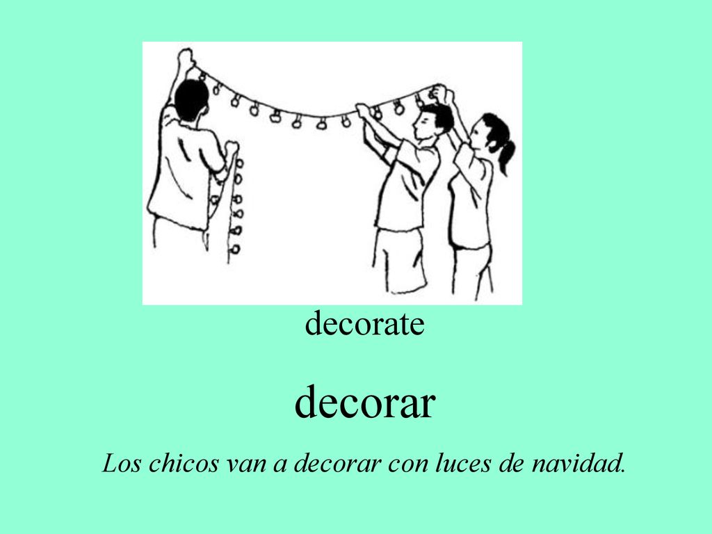 Los chicos van a decorar con luces de navidad.