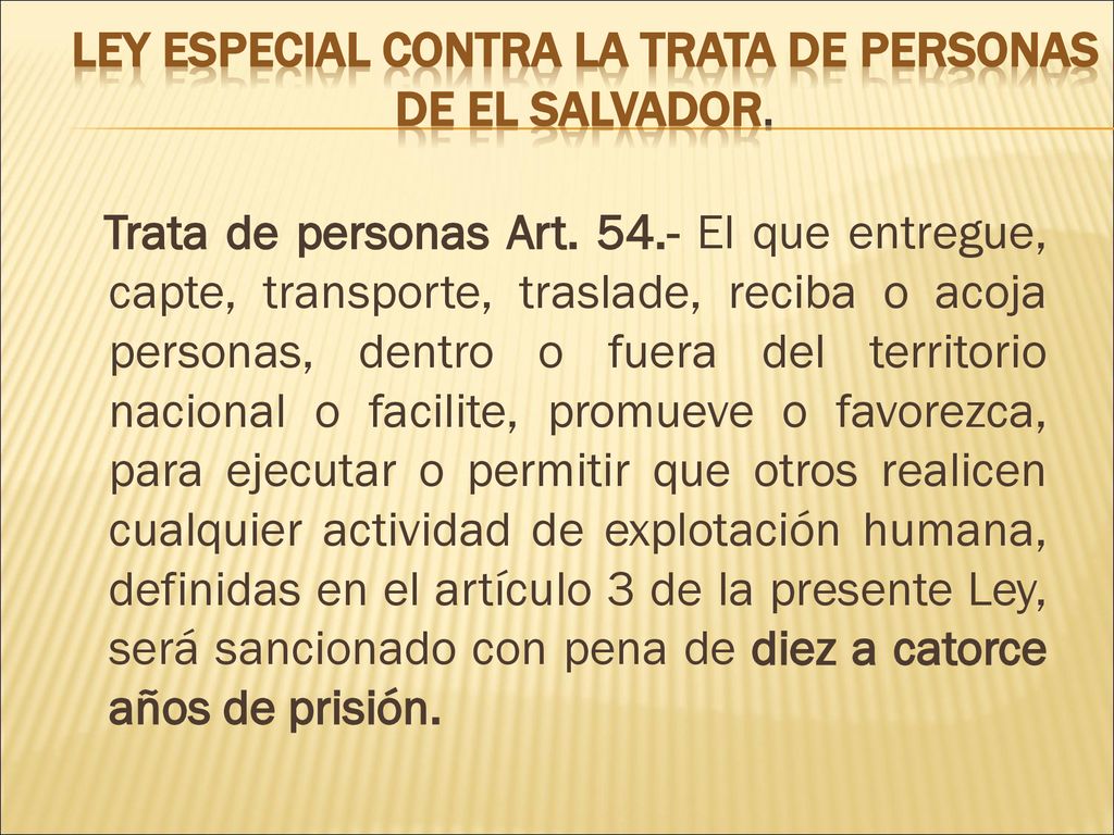Ley Especial contra la Trata de Personas de El Salvador.