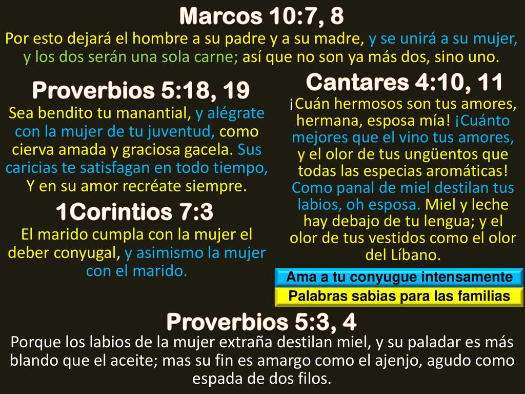 Ama a tu conyugue intensamente Palabras sabias para las familias