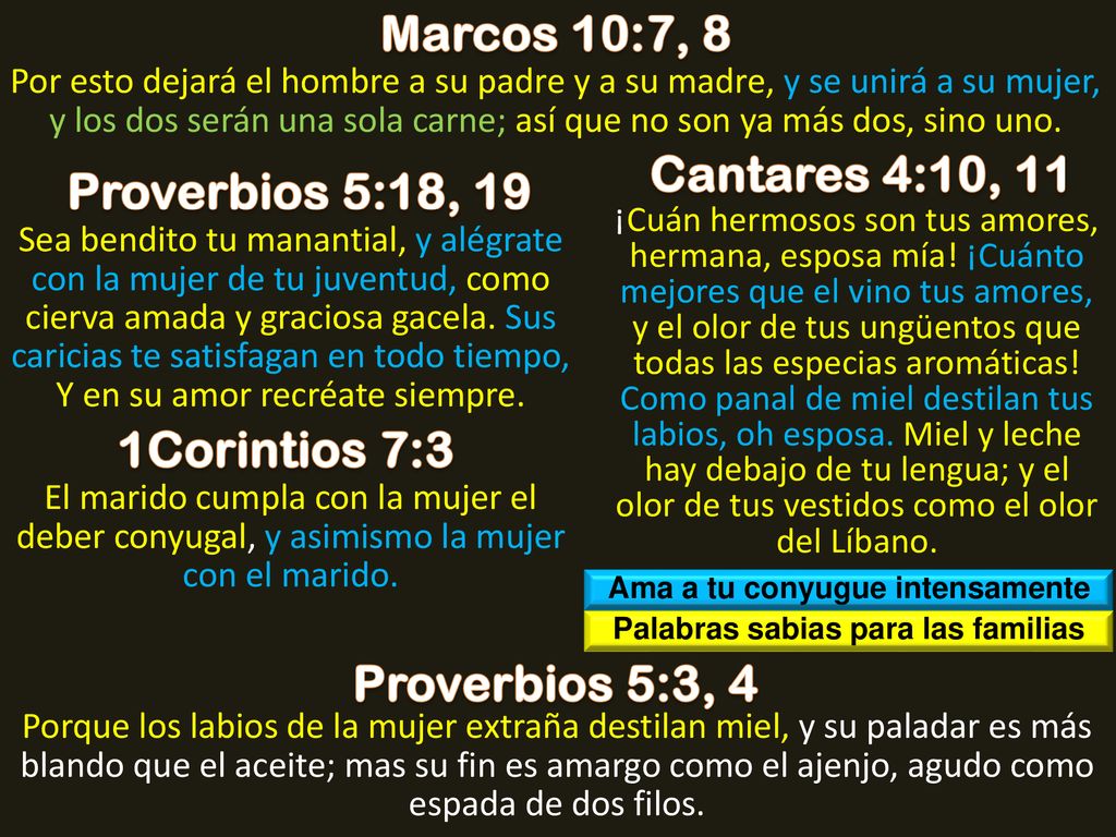 Ama a tu conyugue intensamente Palabras sabias para las familias