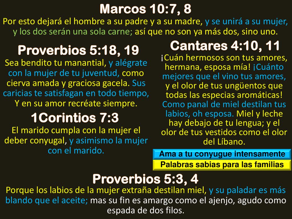 Ama a tu conyugue intensamente Palabras sabias para las familias