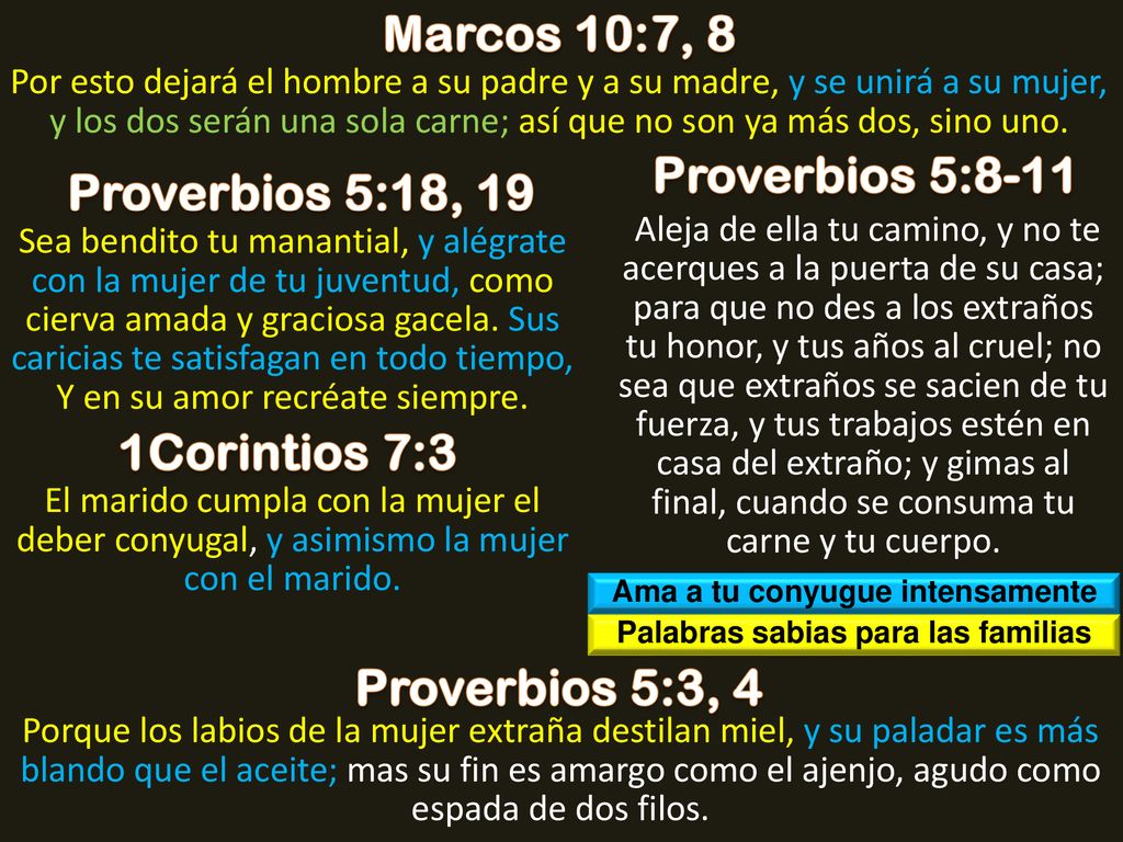 Ama a tu conyugue intensamente Palabras sabias para las familias