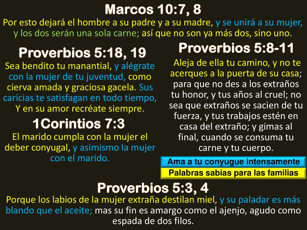 Ama a tu conyugue intensamente Palabras sabias para las familias
