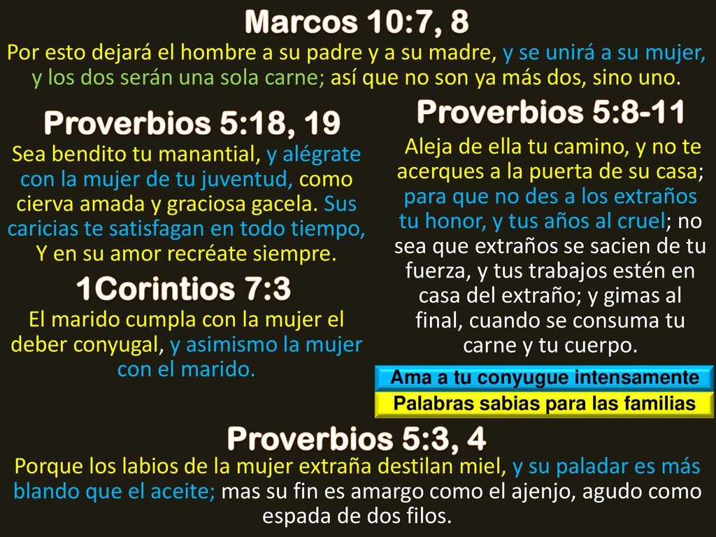 Ama a tu conyugue intensamente Palabras sabias para las familias