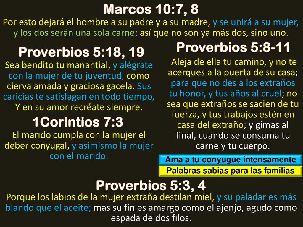 Ama a tu conyugue intensamente Palabras sabias para las familias