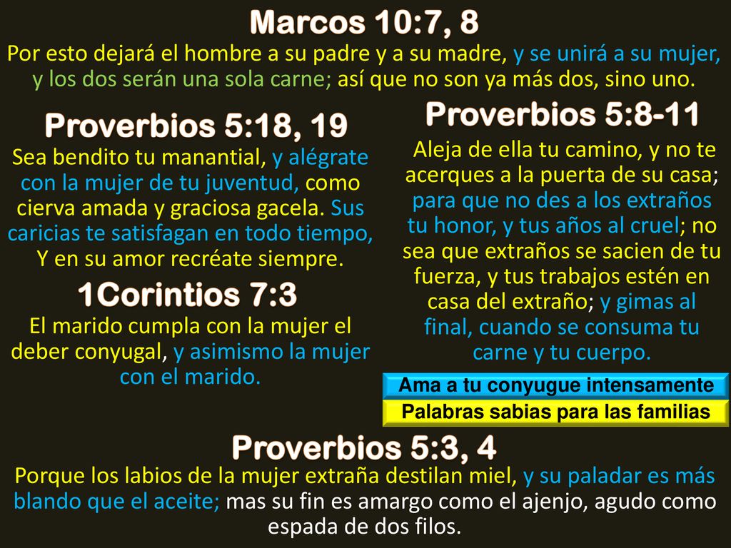 Ama a tu conyugue intensamente Palabras sabias para las familias