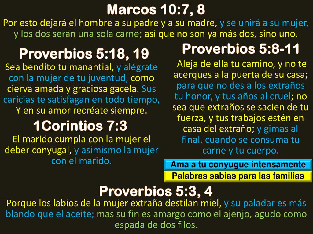 Ama a tu conyugue intensamente Palabras sabias para las familias