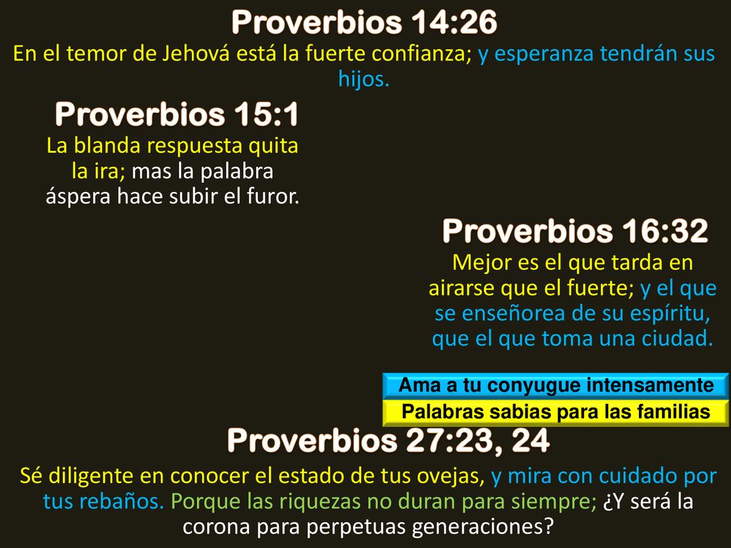 Ama a tu conyugue intensamente Palabras sabias para las familias