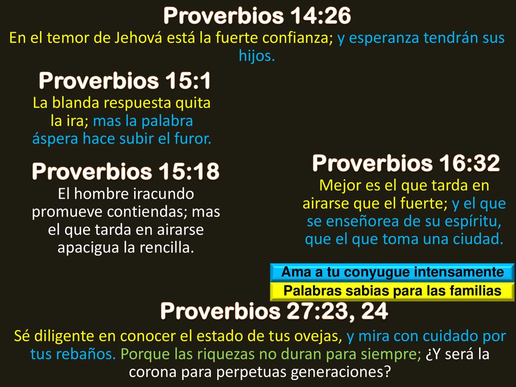Ama a tu conyugue intensamente Palabras sabias para las familias