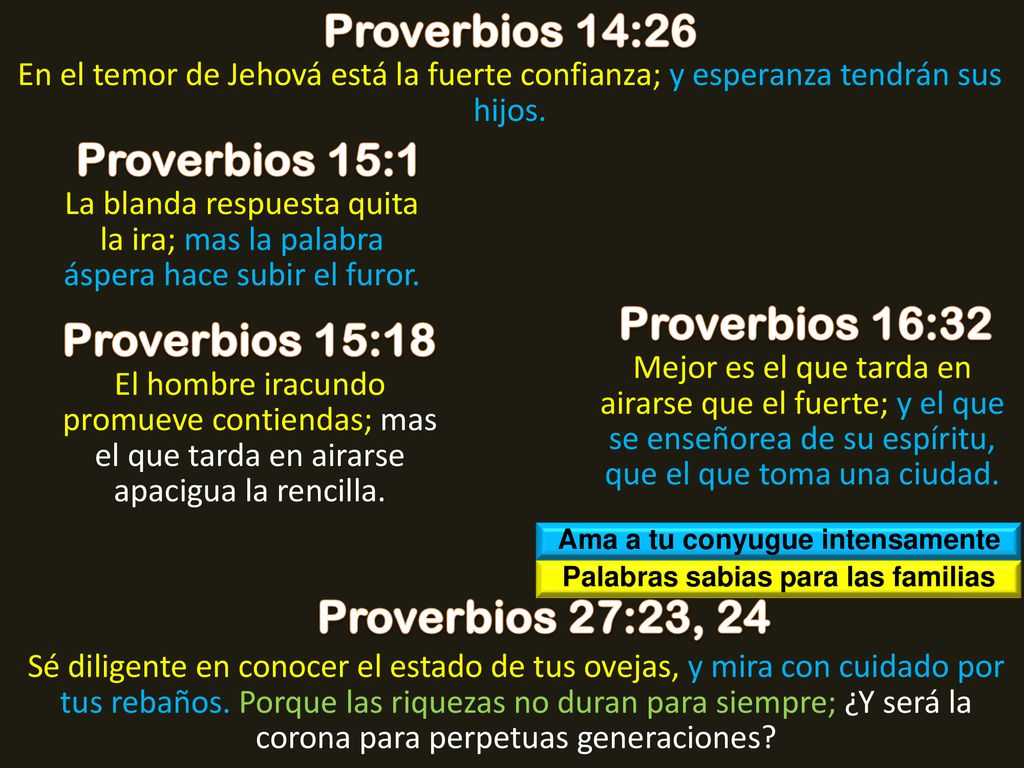 Ama a tu conyugue intensamente Palabras sabias para las familias