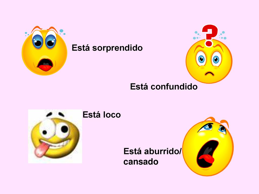 Está sorprendido Está confundido Está loco Está aburrido/ cansado