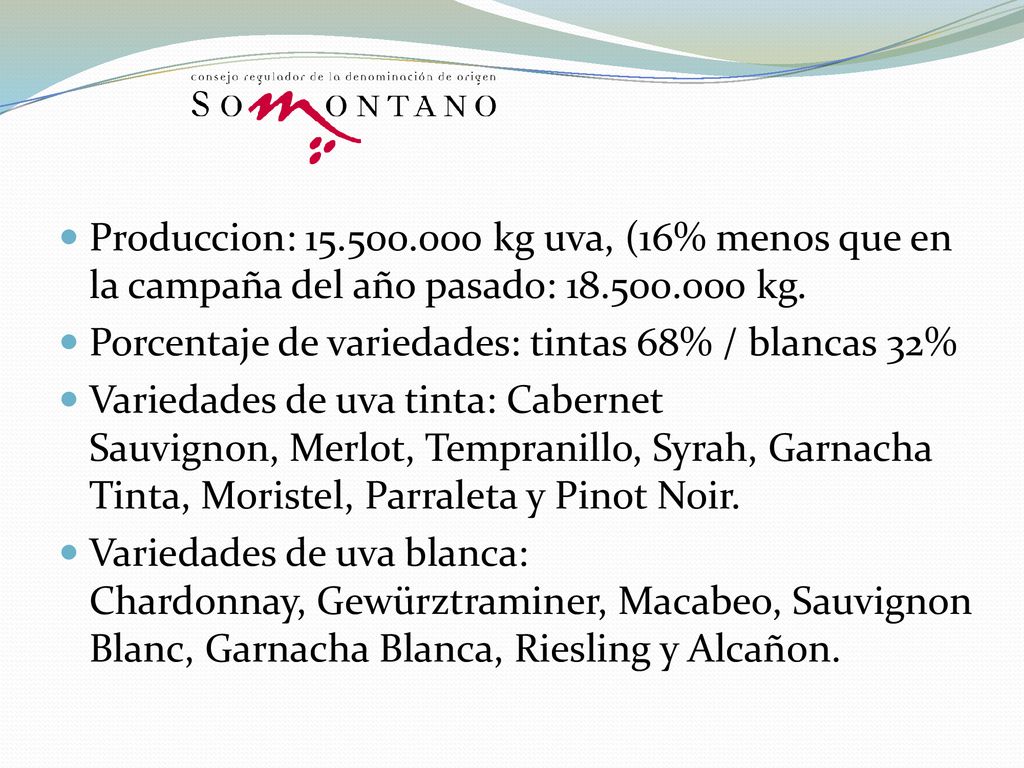 Produccion: kg uva, (16% menos que en la campaña del año pasado: kg.