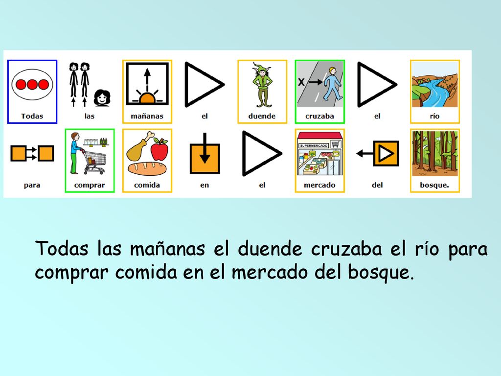 Todas las mañanas el duende cruzaba el río para comprar comida en el mercado del bosque.