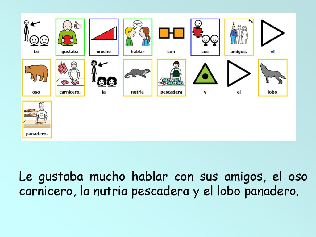 Le gustaba mucho hablar con sus amigos, el oso carnicero, la nutria pescadera y el lobo panadero.