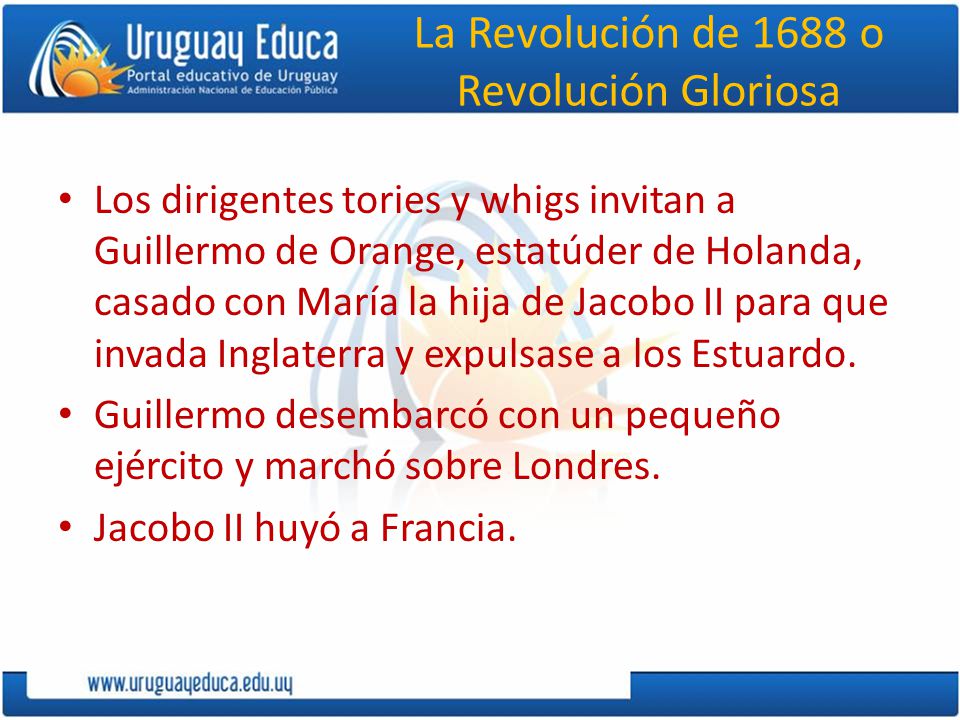 La Revolución de 1688 o Revolución Gloriosa