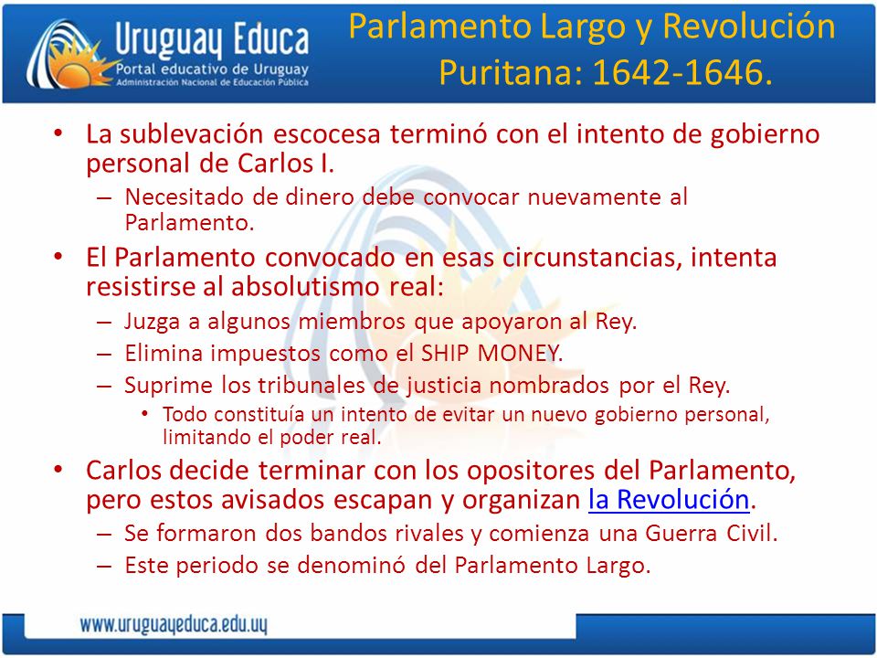 Parlamento Largo y Revolución Puritana: