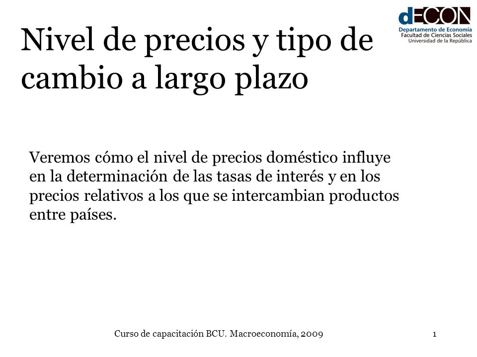 Nivel de precios y tipo de cambio a largo plazo