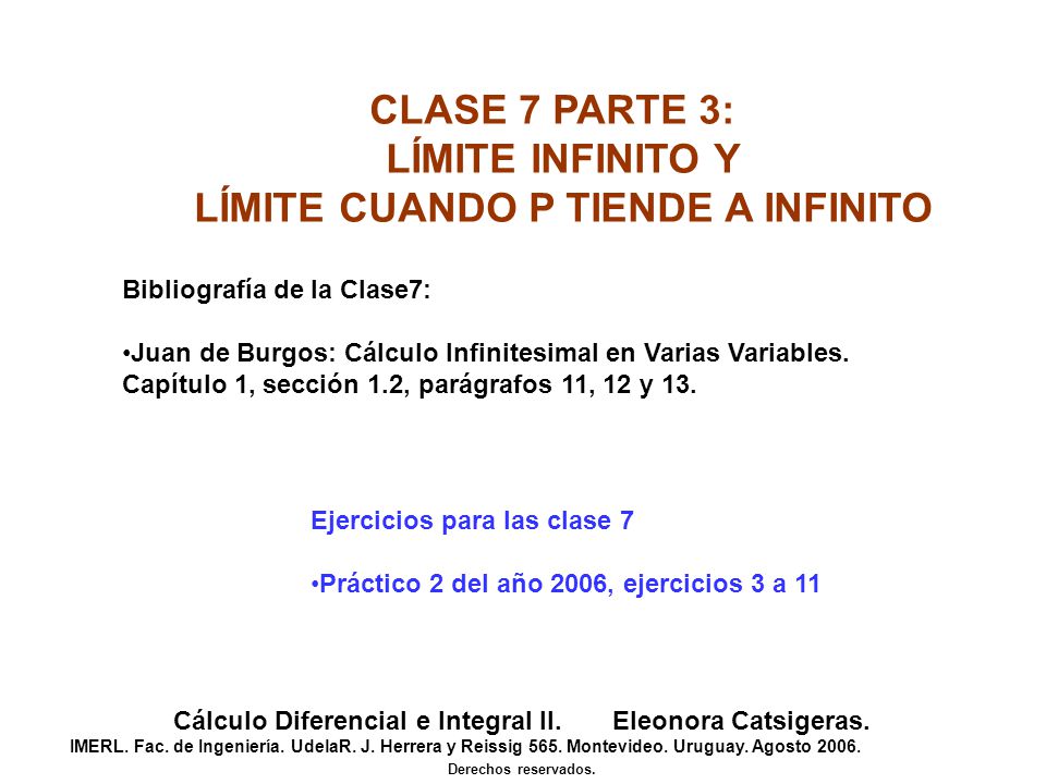 CLASE 7 PARTE 3: LÍMITE INFINITO Y LÍMITE CUANDO P TIENDE A INFINITO
