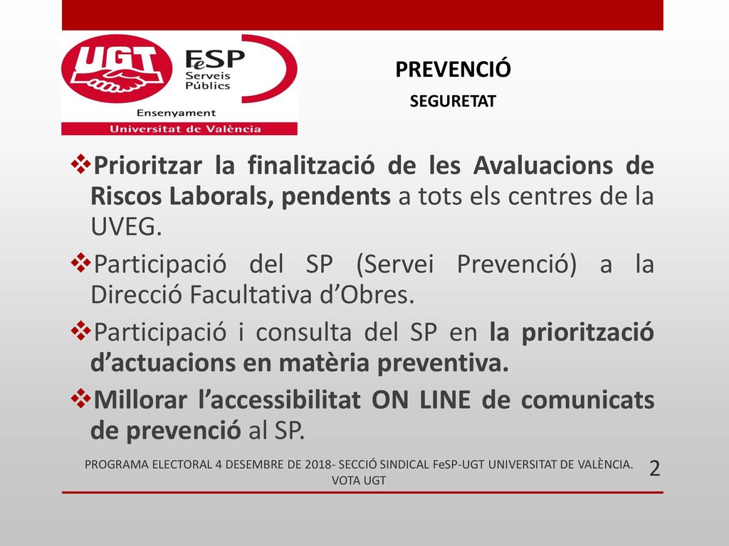 Millorar l’accessibilitat ON LINE de comunicats de prevenció al SP.