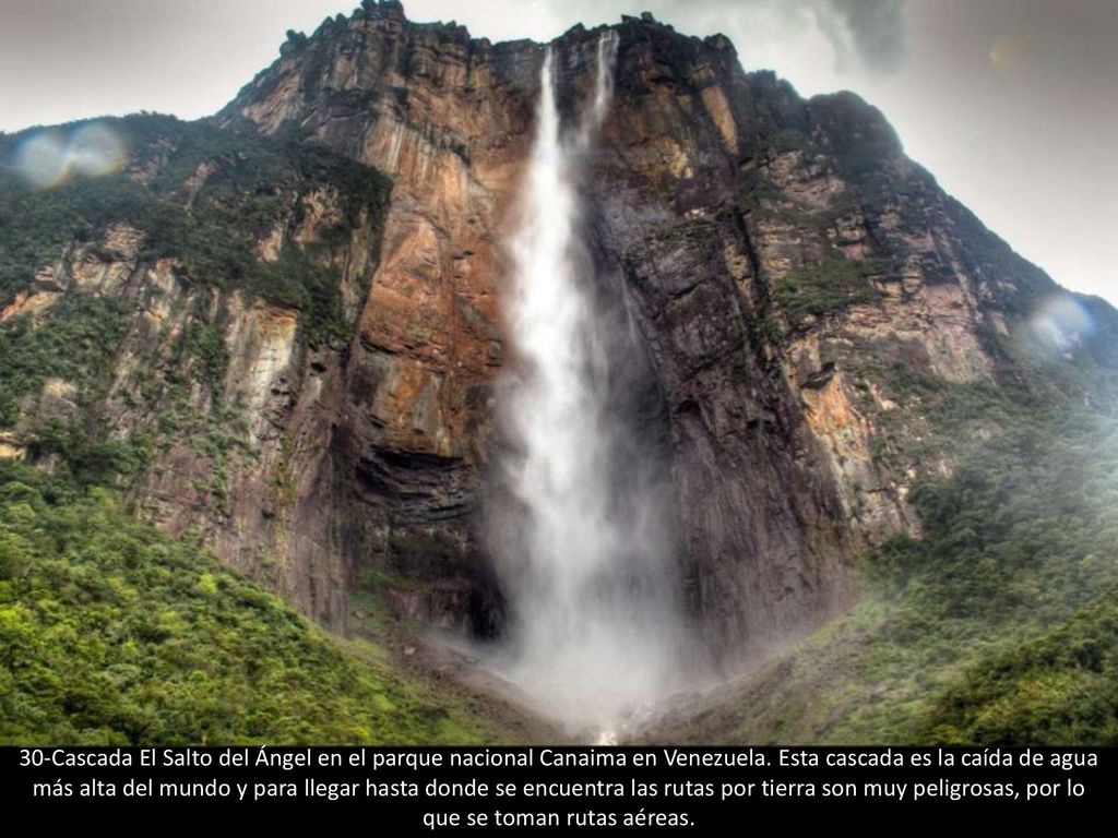 30-Cascada El Salto del Ángel en el parque nacional Canaima en Venezuela.
