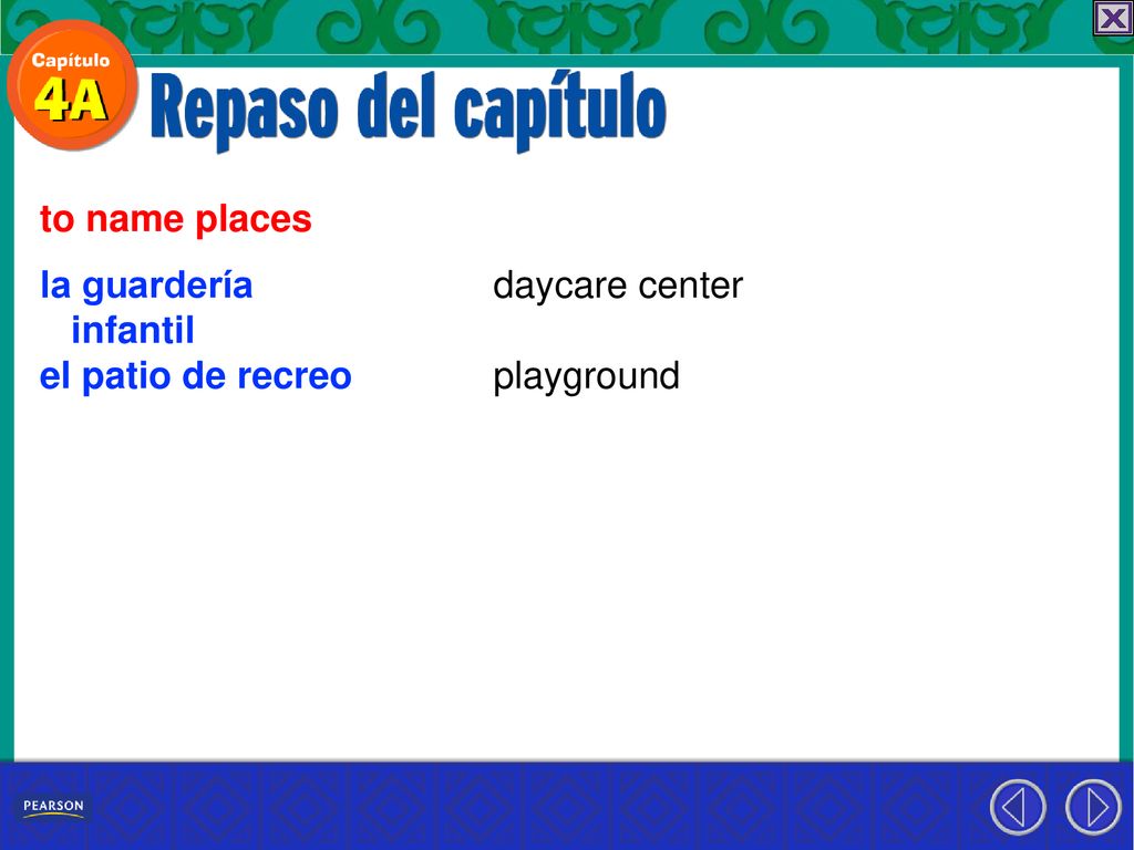 to name places la guardería infantil el patio de recreo daycare center playground