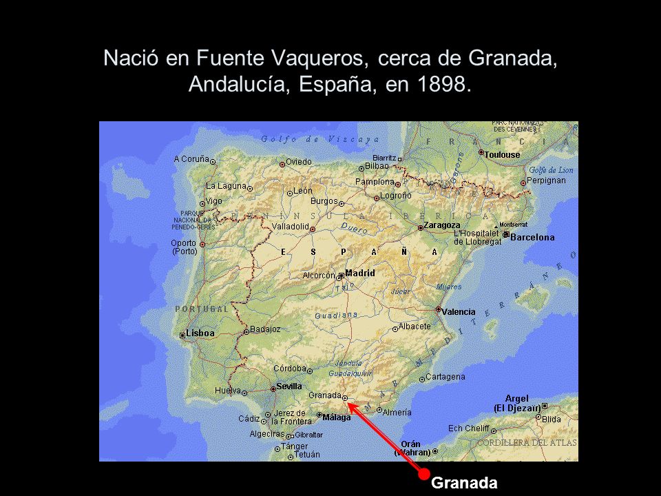 Nació en Fuente Vaqueros, cerca de Granada, Andalucía, España, en 1898.
