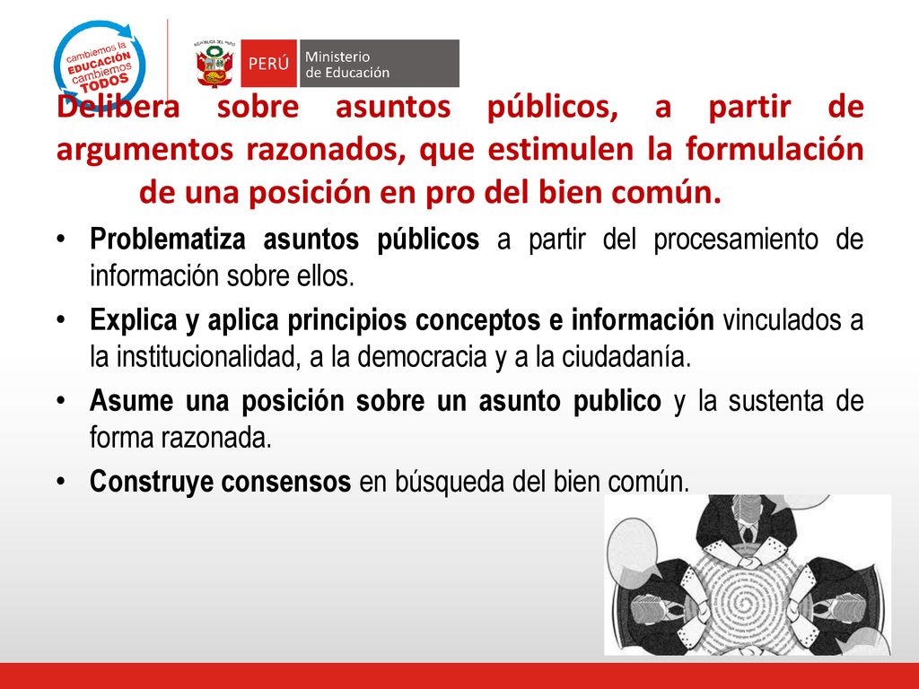Delibera sobre asuntos públicos, a partir de argumentos razonados, que estimulen la formulación de una posición en pro del bien común.