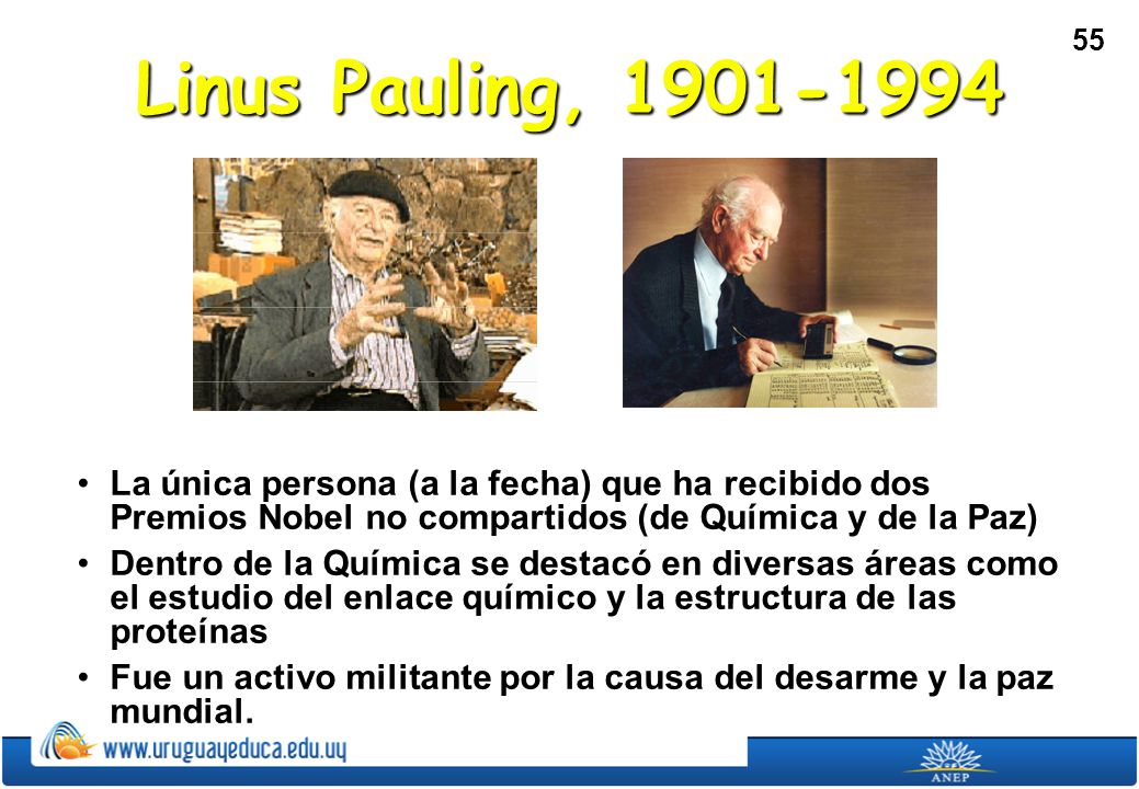 Linus Pauling, La única persona (a la fecha) que ha recibido dos Premios Nobel no compartidos (de Química y de la Paz)
