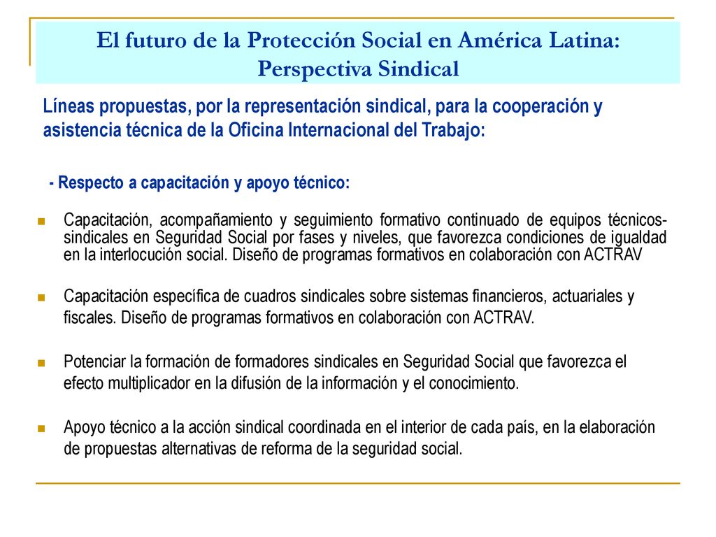 El futuro de la Protección Social en América Latina: Perspectiva Sindical
