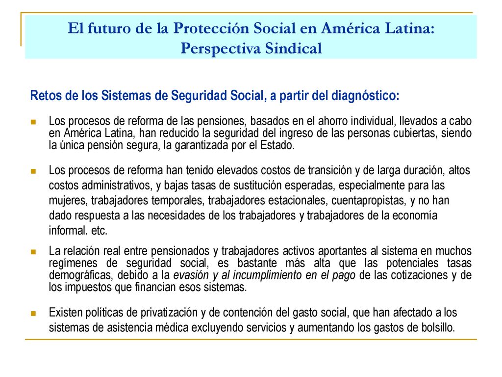El futuro de la Protección Social en América Latina: Perspectiva Sindical