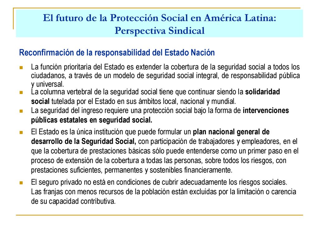El futuro de la Protección Social en América Latina: Perspectiva Sindical
