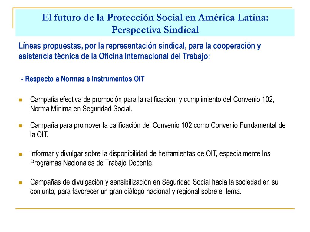 El futuro de la Protección Social en América Latina: Perspectiva Sindical