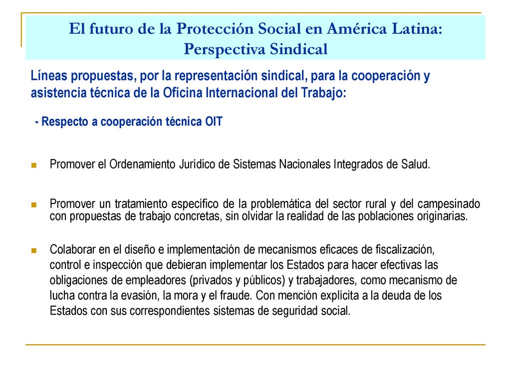 El futuro de la Protección Social en América Latina: Perspectiva Sindical