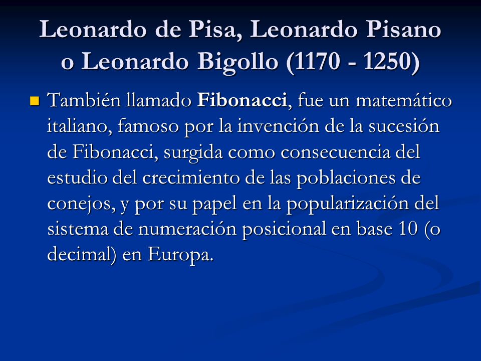 Fibonacci Leonardo de Pisa. - ppt descargar