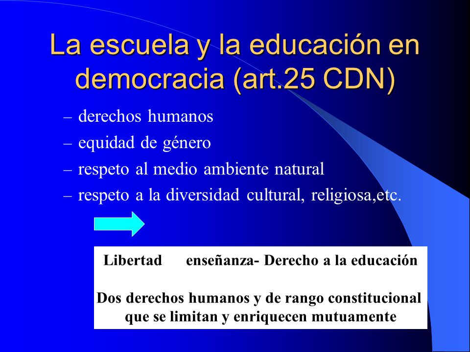 La escuela y la educación en democracia (art.25 CDN)