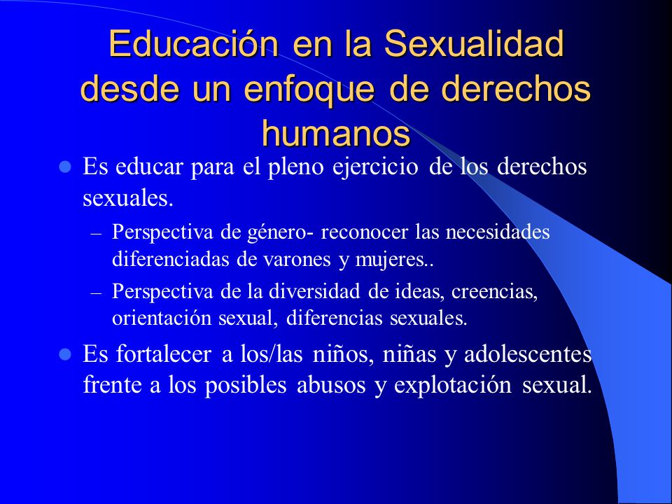Educación en la Sexualidad desde un enfoque de derechos humanos