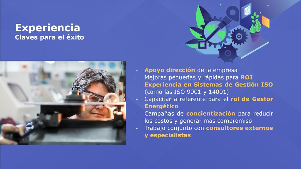 Experiencia Claves para el éxito Apoyo dirección de la empresa
