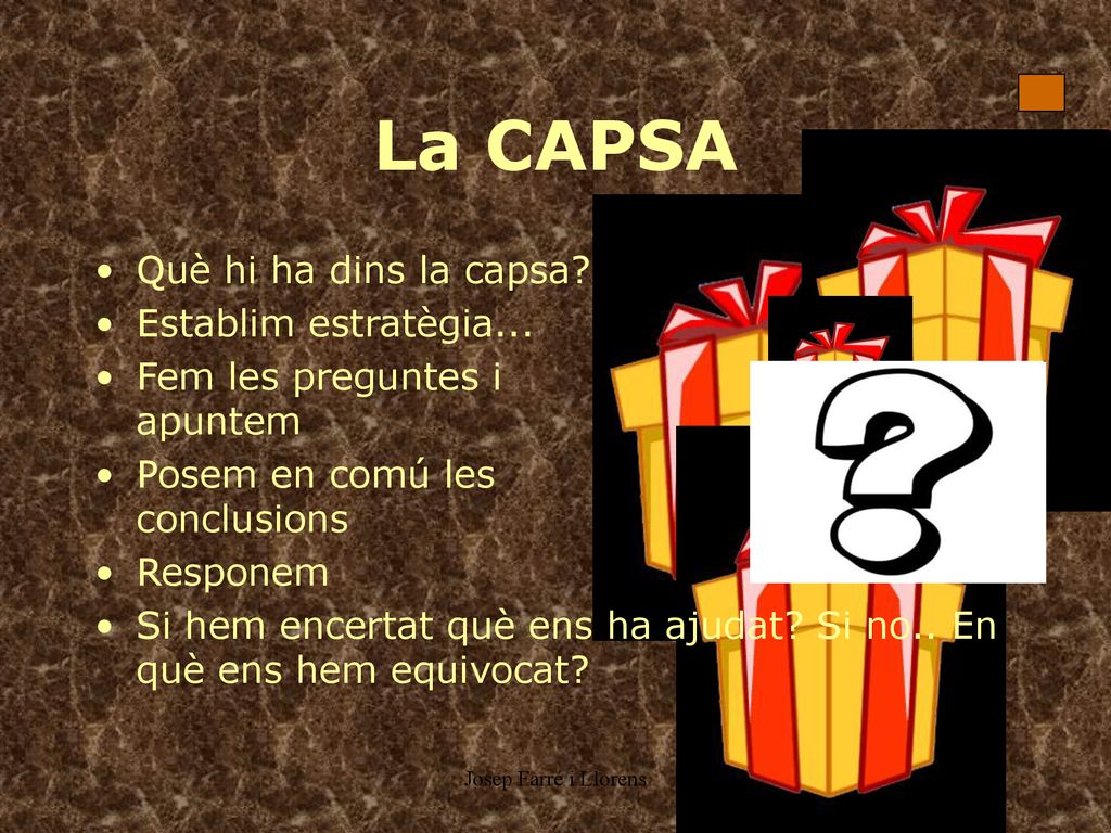 La CAPSA Què hi ha dins la capsa Establim estratègia...