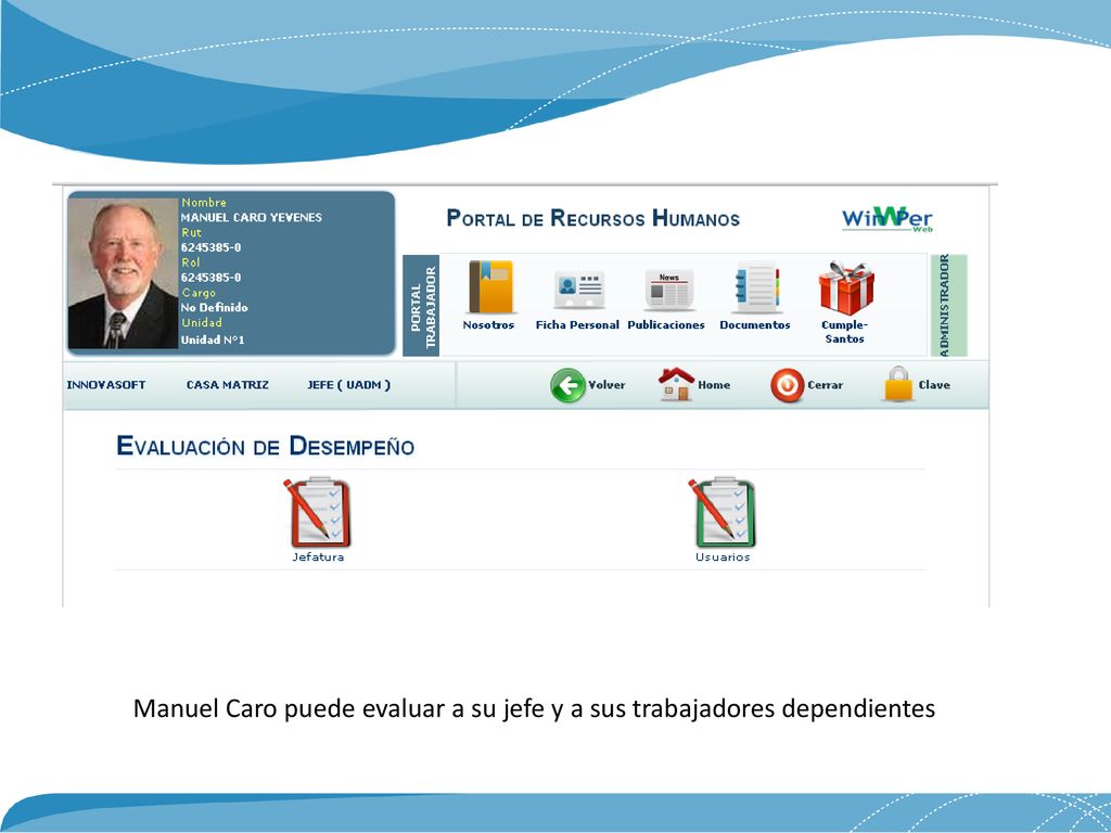 Manuel Caro puede evaluar a su jefe y a sus trabajadores dependientes