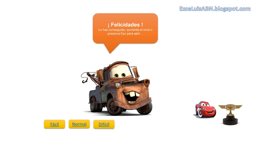 Lo has conseguido, aumenta el nivel o presiona Esc para salir…