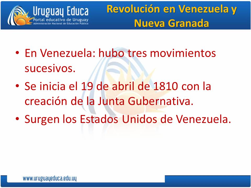 Revolución en Venezuela y Nueva Granada