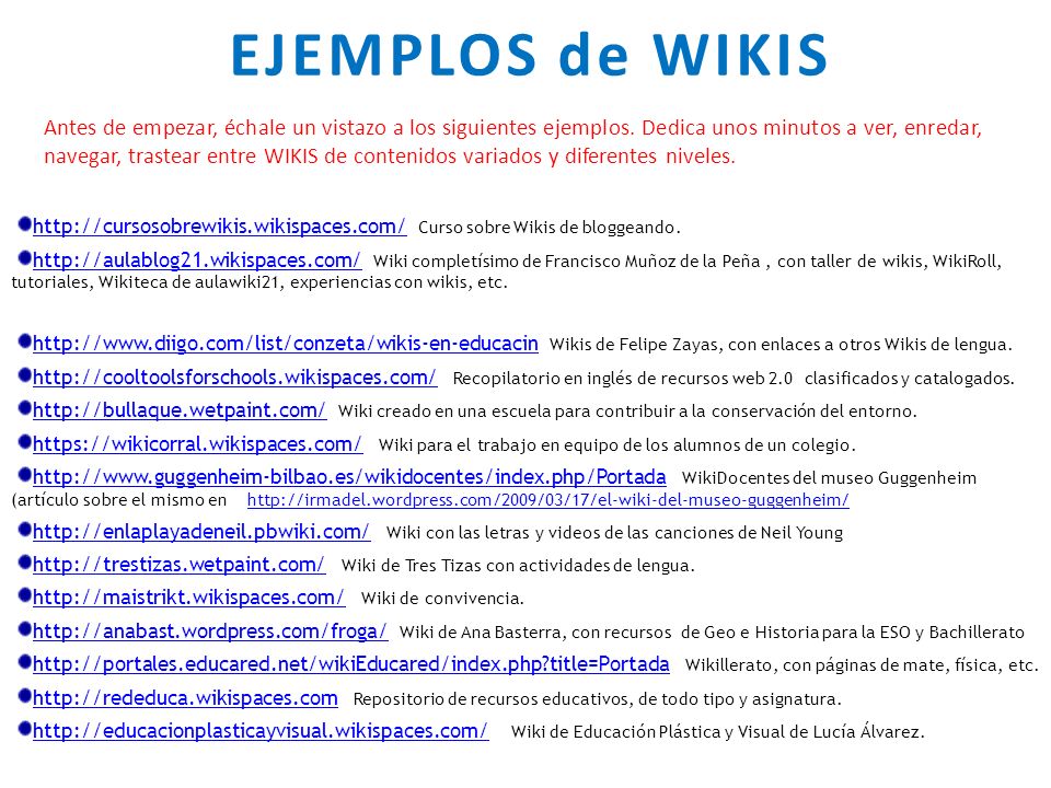EJEMPLOS de WIKIS