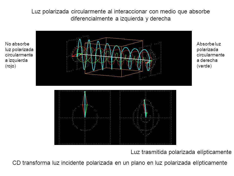 Luz trasmitida polarizada elípticamente