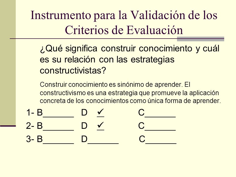 Instrumento para la Validación de los Criterios de Evaluación