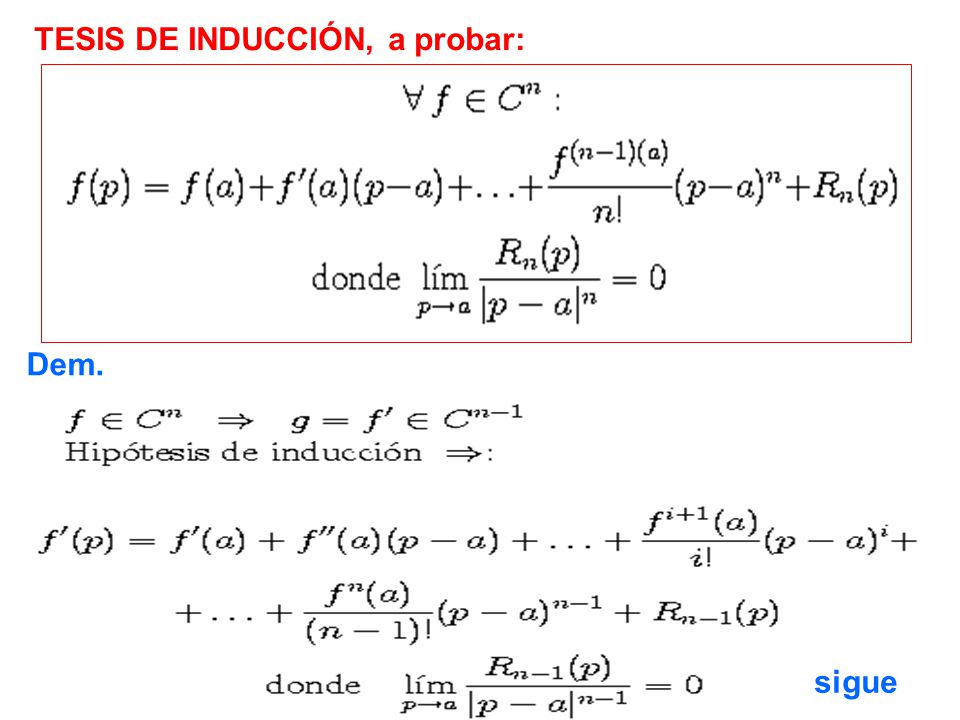 TESIS DE INDUCCIÓN, a probar: