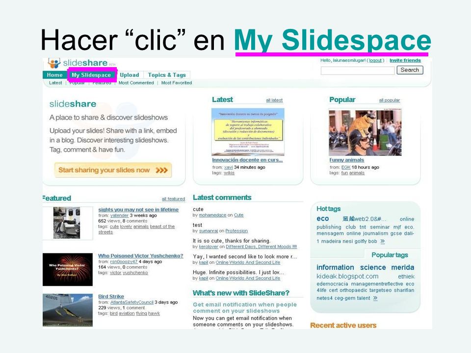 Hacer clic en My Slidespace