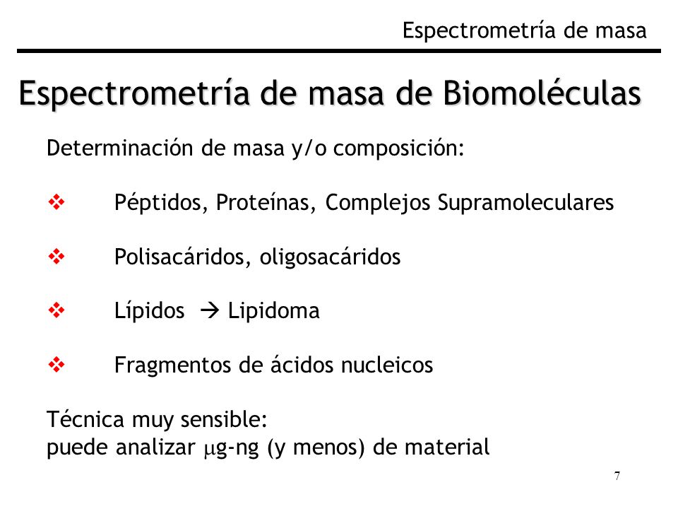 Espectrometría de masa de Biomoléculas